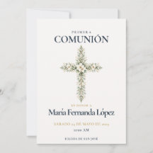 Elegante Cruz Botánica para Primera Comunión