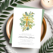 Elegante Cruz Botánica Primera Comunión