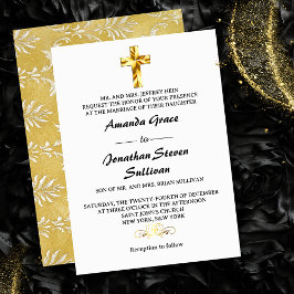 Invitación Elegante Cruz Cristiana de Navidad de Boda de Oro