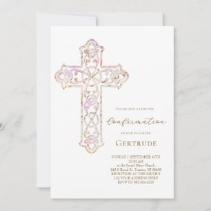 Invitación elegante cruz de confirmación