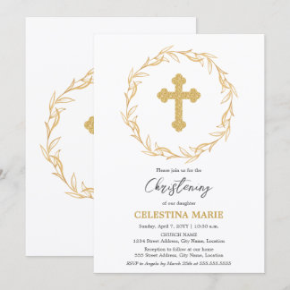 Invitación Elegante cruz de oro