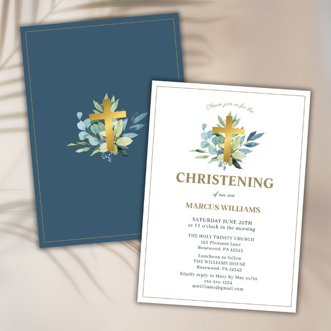 Invitación Elegante cruz de oro (Subido por el creador)