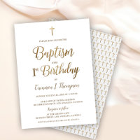 Elegante Cruz de Oro Baptismo simple y 1er cumplea