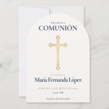 Elegante Cruz de Oro para Primera Comunión