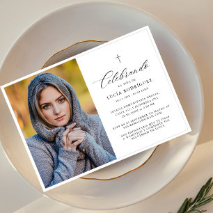 Invitación Elegante Cruz Española Funeral Memorial Foto