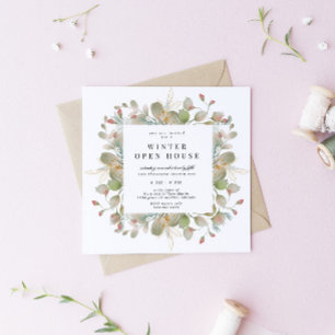 Invitación Elegante cuadrado de casa abierta con vegetación i