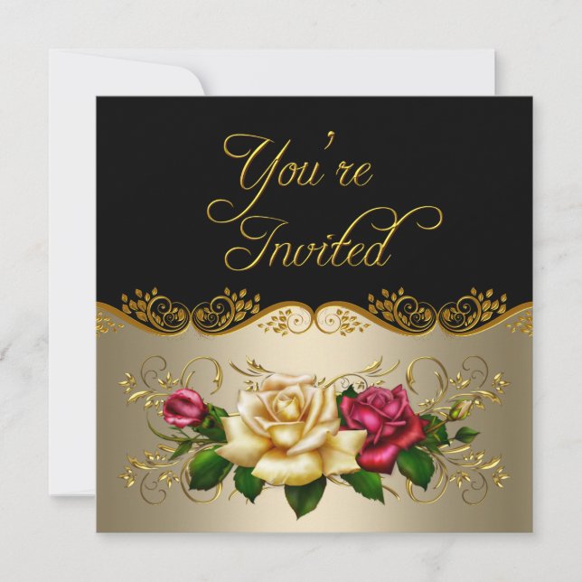 Invitación Elegante Cualquier Fiesta De Eventos Café Roses Ro (Anverso)