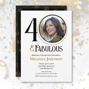 Invitación Elegante Cuarenta y Cumpleaños Fabuloso Foto