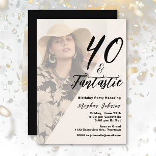Invitación Elegante Cuarenta y Fantástica Superposición de Fo