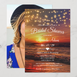 Invitación Elegante cuerda de playa iluminada ducha de novias