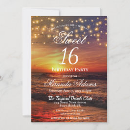Invitación Elegante cuerda de playa iluminando fiesta de cump