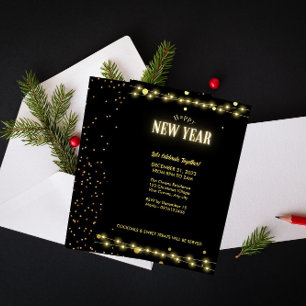 Invitación Elegante cuerda dorada ilumina la celebración de N