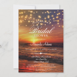 Invitación Elegante cuerda tropical de playa iluminada ducha