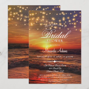 Invitación Elegante cuerda tropical de playa iluminada ducha 
