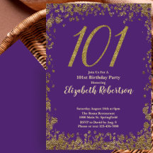 Elegante Cumpleaños 101 Morado y Dorado