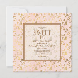 Invitación Elegante Cumpleaños 16 Rosa Dorado