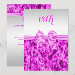 Invitación Elegante Cumpleaños 18 con Piel Falsa y Lazo de Se