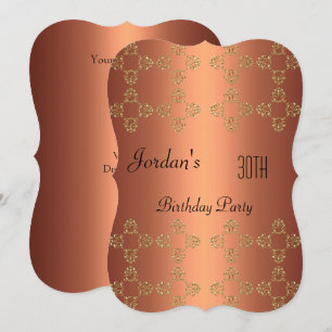 Invitación Elegante Cumpleaños 30 con Cobre y Oro