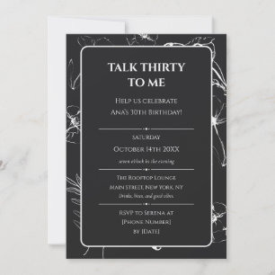 Invitación Elegante Cumpleaños 30 en Negro Mate y Alabastro