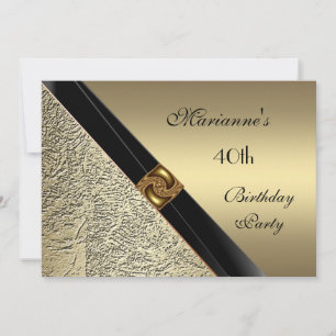 Invitación Elegante Cumpleaños 40 Bronce Metal