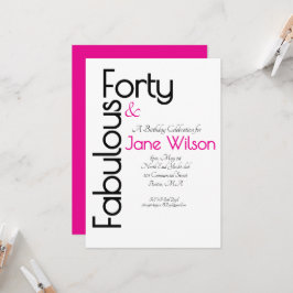 Invitación Elegante Cumpleaños 40 y Fabuloso