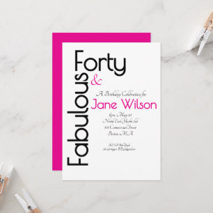Invitación Elegante Cumpleaños 40 y Fabuloso