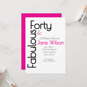 Invitación Elegante Cumpleaños 40 y Fabuloso Fiesta de Cumple