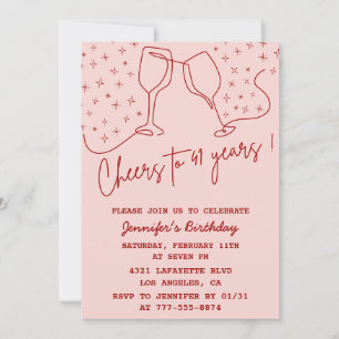 Invitación Elegante Cumpleaños 41 Rosa Cheers Champán
