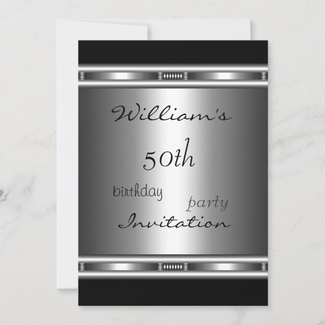 Invitación Elegante Cumpleaños 50 Aniversario Plat (Anverso)