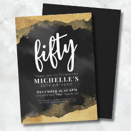 Invitación Elegante Cumpleaños 50 de Oro Negro