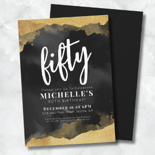 Invitación Elegante Cumpleaños 50 de Oro Negro