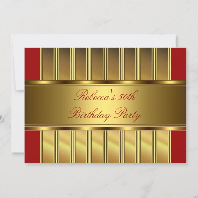 Invitación Elegante Cumpleaños 50 Evento de Fiesta de Cumplea (Anverso)