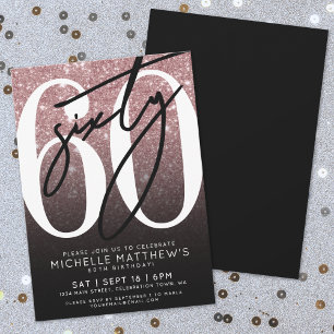 Invitación Elegante Cumpleaños 60 en Oro Rosa