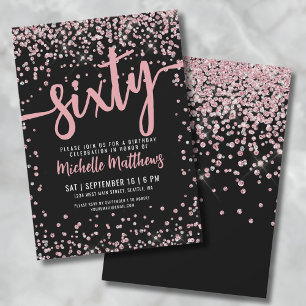 Invitación Elegante Cumpleaños 60 en Oro Rosa