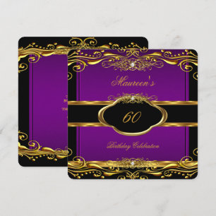 Invitación Elegante Cumpleaños 60 Fiesta Ciruela Púrpura Dora