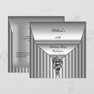 Invitación Elegante Cumpleaños 60 Hombre Fiesta Cerradura Hom