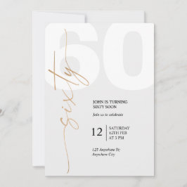 Invitación Elegante Cumpleaños 60 Negro y Dorado