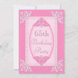 Invitación Elegante Cumpleaños 65 Rosa Femenino