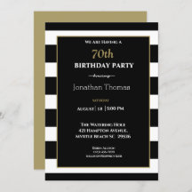 Elegante Cumpleaños 70 Hombre Negro Blanco Dorado 