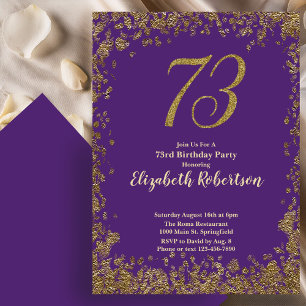 Invitación Elegante Cumpleaños 73 Morado Dorado