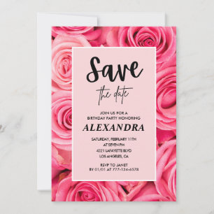 Invitación Elegante cumpleaños 73 Rosa Rosa Guardar la fecha