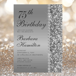 Invitación Elegante Cumpleaños 75 de Plata
