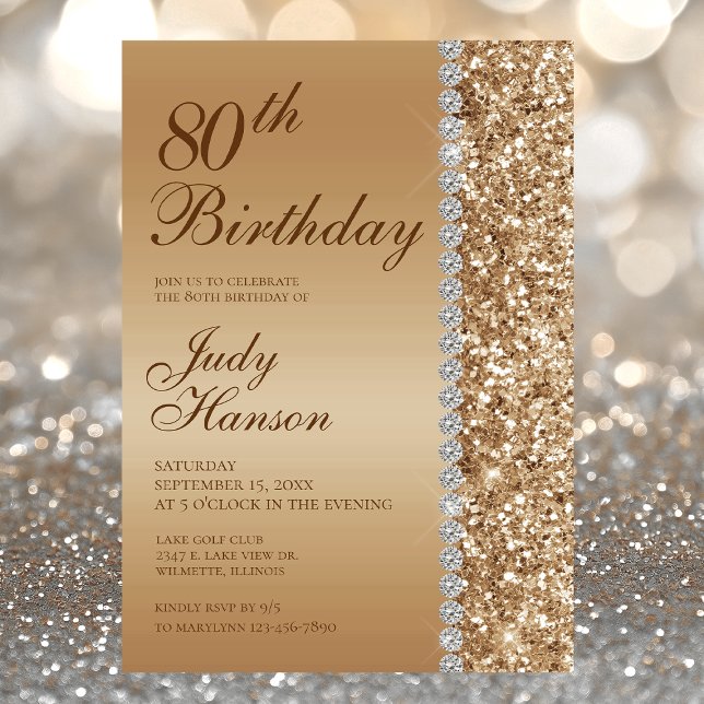 Invitación Elegante Cumpleaños 80 de Oro (Subido por el creador)