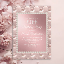 Invitación Elegante Cumpleaños 80 en Rosa y Blanco