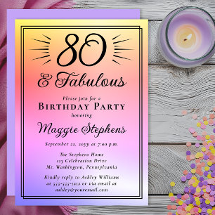 Invitación Elegante Cumpleaños 80 Fabuloso con Degradado de R