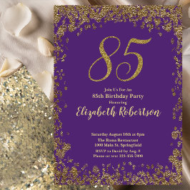 Invitación Elegante Cumpleaños 85 Morado y Dorado