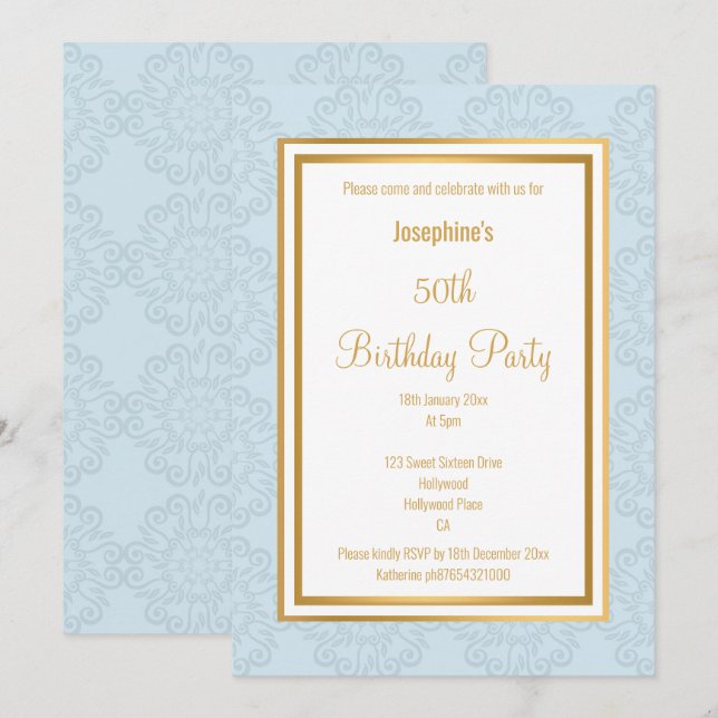 INVITACIÓN ELEGANTE CUMPLEAÑOS ABSTRACTOS DE LA FRONTERA DEL  (Anverso / Reverso)