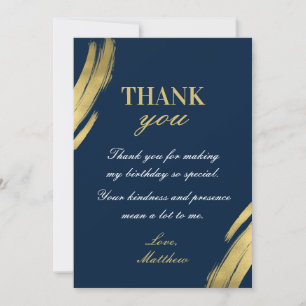Invitación Elegante Cumpleaños Azul Marino Dorado Chic