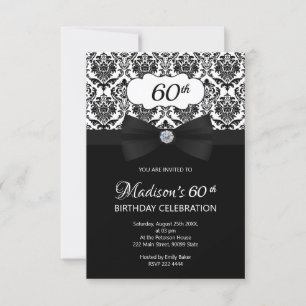 Invitación Elegante Cumpleaños Blanco Y Negro