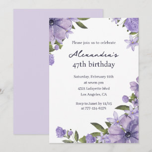 Invitación Elegante cumpleaños Boho floral vintage 47